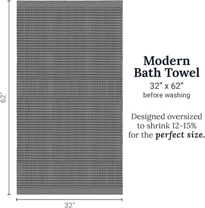 GILDEN TREE Waffle Towels for Bathroom Luxury 100% Cotton Bath Towels, Quick Dry Towel, Thin Super Absorbent Lint Free Shower Towels, Bath Towels Set of 2, Modern Style (Slate)