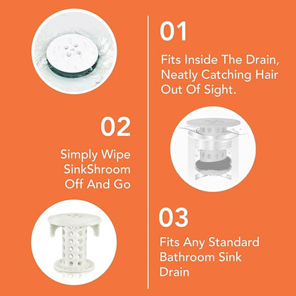 SinkShroom The Revolutionary Sink Drain Protector Hair Catcher/Strainer/Snare, White