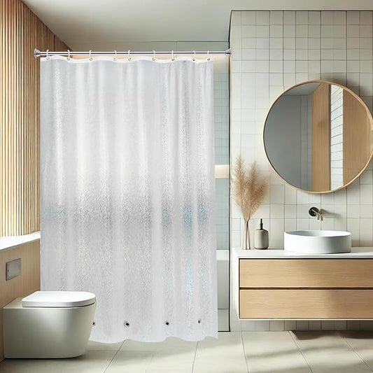 AooHome Shower Stall Curtain Liner for Small Size 54x72 Inch, 8G Eva RV Shower Curtain Frosted Pattern, Narrow Standing Single Water Repellent Shower Liner, Semi Transparent