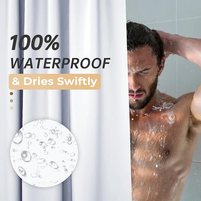 AmazerBath 78 Inch White Shower Curtain, 72 x 78 Plastic, Heavy Duty, Waterproof Thick PEVA with 3 Weighted Stones and 12 Rustproof Grommet Holes