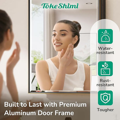 TokeShimi 16 x 24 Beveled Mirrored Medicine Cabinet Recessed, Bathroom Mirror with Storage Adjustable, Aluminum Frame Metal Oil Rubbed Bronze Medicine Cabinet with Mirror