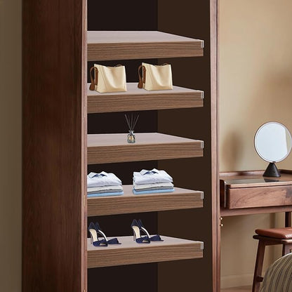 33 Inch Floating Shelves for Wall, 16 Inch Deep Hanging Shelf, Large Display & Storage Shelf for Bathroom, Bedroom, Living Room, Set of 5 (Dark Wood Color, 24 Inch)