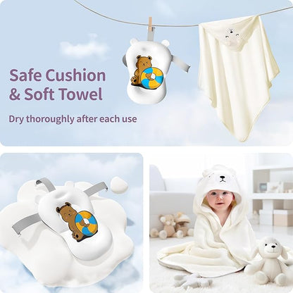 Collapsible Baby Bathtub for Newborn to Toddler (0-18 Months) - Foldable Baby Bath Tub with Soft Towel, Newborn& Infant Bathtub for Travel and Outdoor, Grey