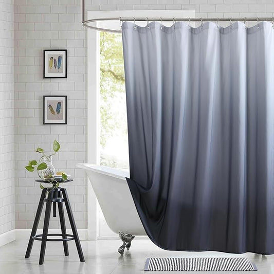 Grey Shower Curtain, Gray Ombre Microfiber Fabric Shower Curtains for Bathroom, Modern Waterproof Bathroom Curtains, 72" W x 72" H
