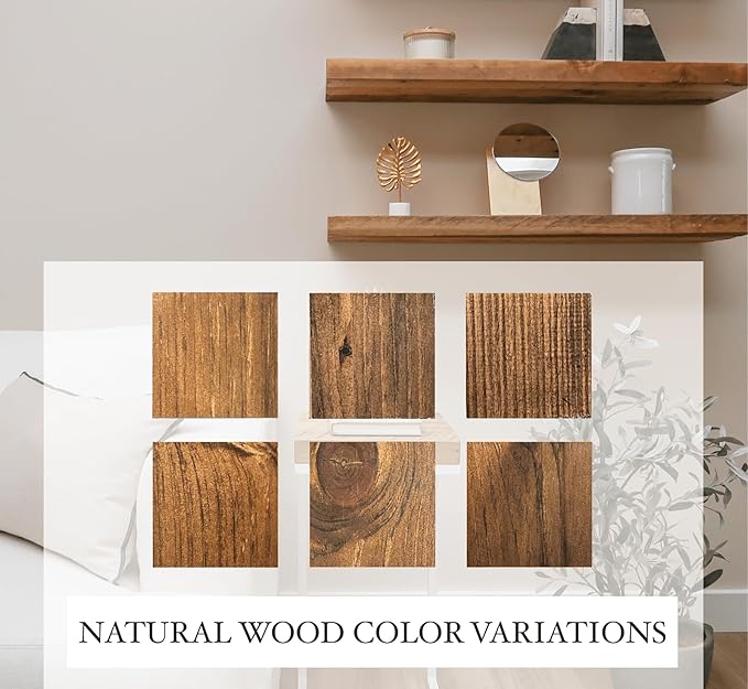 Urbandi Modern Floating Shelves 3 Inches Thick for Wall, Wide Shelves for Kitchen, Living Room, Bedroom, and Bathroom, Natural Pine Wood, Rustic Wooden Shelf, (Set of 2) (Provincial, 48Lx3Hx6D)