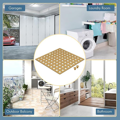 4" Champagne Bronze Shower Drain Cover - Square Floor Drain Cover Replacement - Hair Catcher/Drain Strainer for Bathrooms, Showers, and Sinks - SUS304 Stainless Steel & CUPC Certified