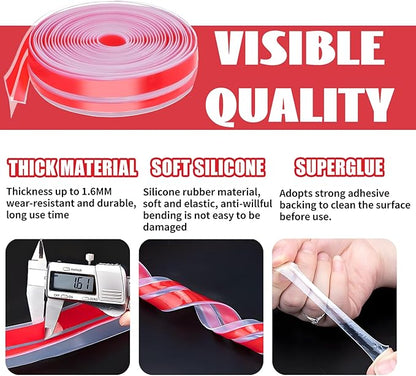 2024 Updated 29.5Ft T-Shaped Clear Weather Stripping Door Seal, Door Draft Stopper Silicone Seal Strip, Door Weather Stripping for Doors Windows and Shower Glass Gaps (29.5 Ft)