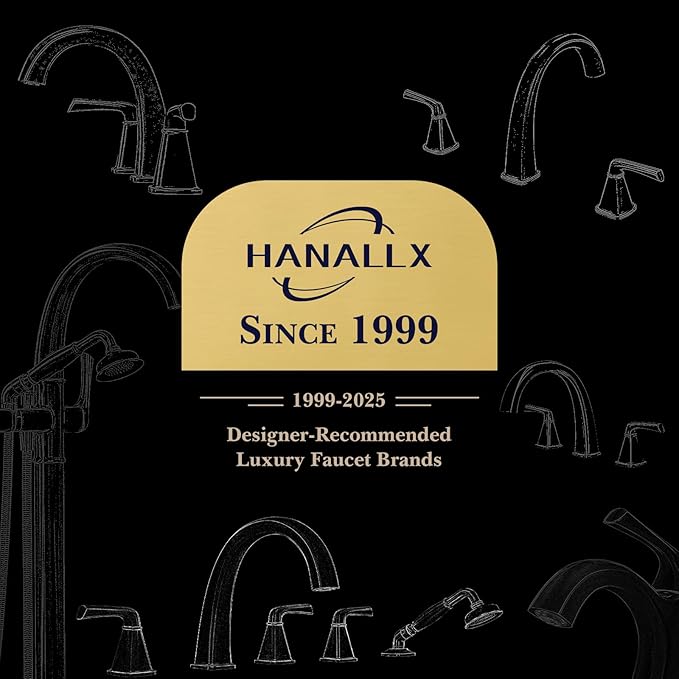Free Standing Tub Faucet, Hanallx Luxury Polished Chrome Freestanding Bathtub Faucet with Sprayer, Premium Brass High Flow Rate Floor Mount Tub Filler Swivel Spout, Roman Tub Faucet Set（HM88011-CP）
