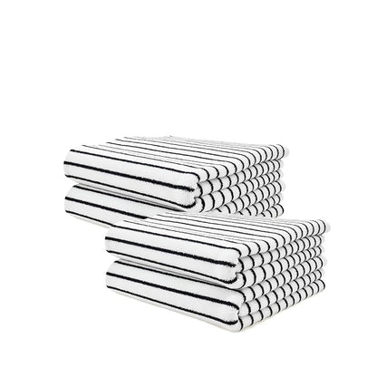 Italic Serene Ultraplush Cotton Bath Towels, 4-Pack (2 Sets of 2), White & Blue Stripes, Large, 800GSM, 100% Cotton, Heavy Duty, Resort Grade Towels (White & Blue Striped)