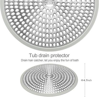 LEKEYE Shower Drain Hair Catcher | Strainer | Shower Stall Drain Cover | Bathroom Drain Protector Stainless Steel and Silicone(Light Gray)