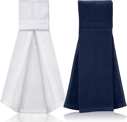 Shimeyao 2 Pcs Cotton Sports Football Towel with Closure Pitching Football Sweat Towel for Sports Gym Men Women Accessories(Dark Blue, White, Various)