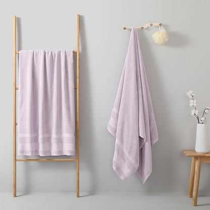REDKISS 100% Cotton Bath Towels Set of 2, Extra Large Bath Sheets 35 X 70 Inches, 800 GSM, Quick Dry, Ultra Soft & Super Absorbent Bathroom Towel Sets for Bathroom, Gym, Spa, Pool & Hotel, Purple