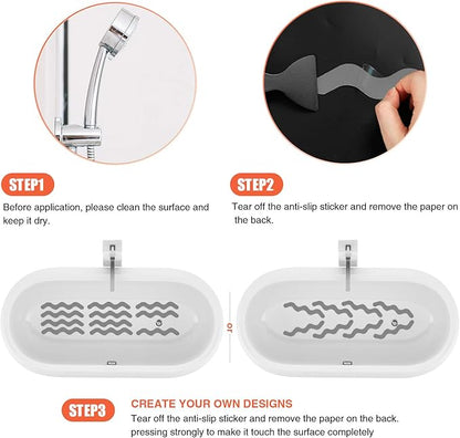 Anti Slip Shower Stickers, Adhesive Decals Safety Strips Scraper for Bath Tub, Shower, Stairs, 24 Pieces (Gray)