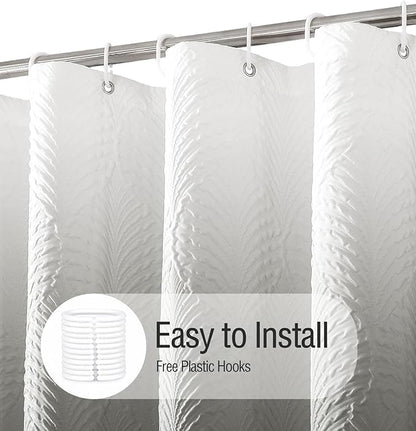 Gibelle Ombre Black Shower Curtain for Bathroom, 3D Embossed Textured Fabric Shower Curtain, Modern Farmhouse Chic Soft Cloth Shower Curtain Set with Hooks, 72x72