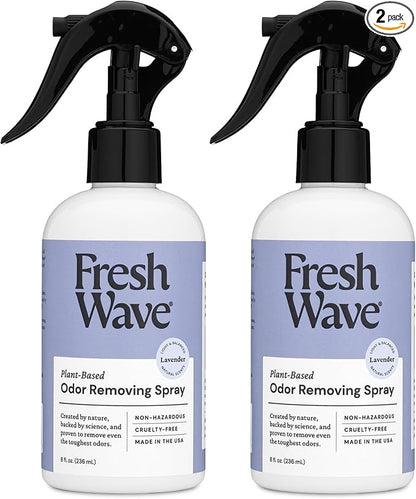 Fresh Wave Lavender Scent Odor Removing Spray, 8 fl. oz. | Pack of 2 | Odor Absorber for Home, Furniture, Fabrics & Trash | Safer Odor Relief
