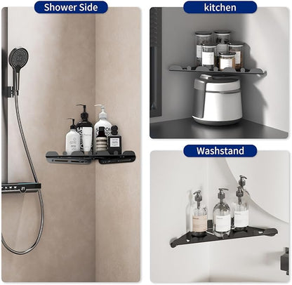 2 Pack Corner Shower Shelf, 10" 304 Stainless Steel Modern Corner Shower Shelf for Inside Shower, Heavy Duty Shower Caddy Organizer with Razor Hole, Drilling Installation (Black, 10")