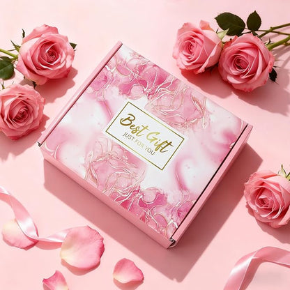 Christmas Spa Gift Basket with Bath Essentials- Pink Rose Relaxation Kit Set, Birthday Spa Items Box for Women, Wife, Mom, Sister, Mom, Her, Friends
