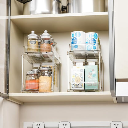 Yieach 4 Pack Under Sink Organizers and Storage,Clear Acrylic Bathroom Organizer and Cabinet Organization for Makeup,Medicine,Two Tier Pull Out Cabinet Organizer Drawers for Pantry,Vanity Storage Bins