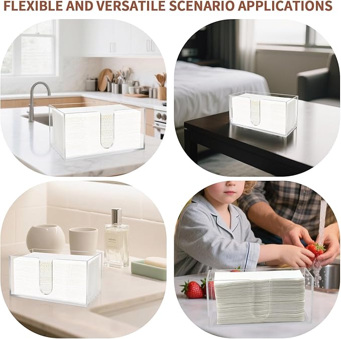 Acrylic Paper Towel Holder Countertop, 5mm Thick Clear C-Fold Z-Fold Trifold Napkin Dispenser, Bathroom & Kitchen Organizer for Multifold Towels (4)