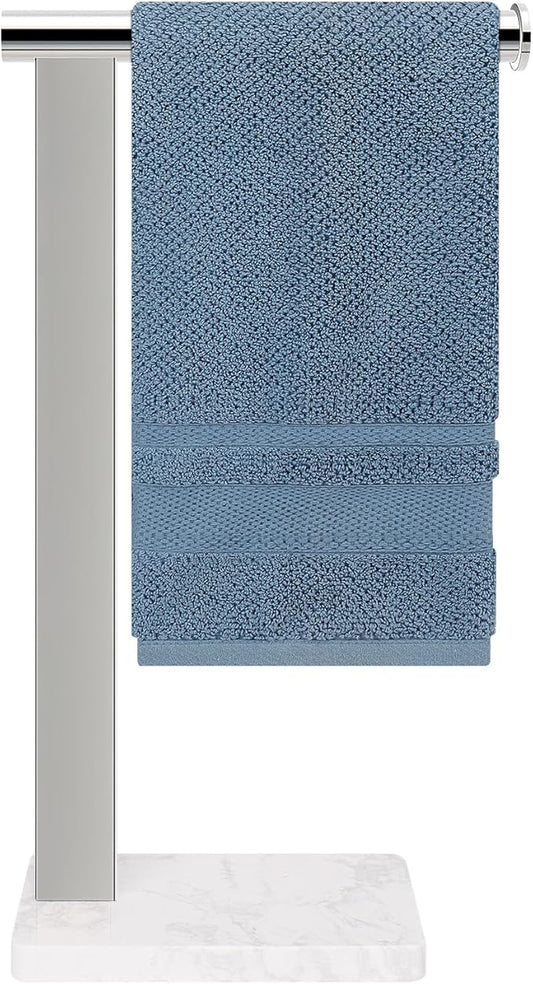 Stainless Steel L-Shaped Hand Towel Holder, SUS304 Bathroom Towel Rack with Thickened Base for Countertop Vanity (Chrome, Square Base)