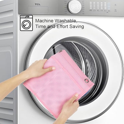 Hanging Mesh Shower Caddy for Bathroom - Quick Drying Portable Shower Organizer with Multiple Pockets for Soap,Shampoo and Cruise Ship Essentials Saving Bathroom Storage,Pink,1 Pack
