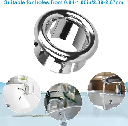 6pcs Sink Overflow Ring, Chrome Plated Bathroom Sink Overflow Trim Ring Cover Drain Hole Insert Cap for Kitchen Bathroom Basin Vanity & Ceramic Sinks