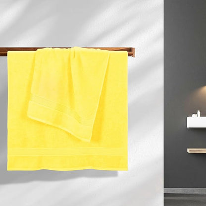 BELZZI Home Ultra Soft 4 Pack Oversized Bath Towel Set 27x54, Cotton Compact Bath Towels, Highly Absorbant Eco-Friendly Quickdry & Lightweight Towel, Ideal for Gym Travel Camp Pool - Lime Yellow
