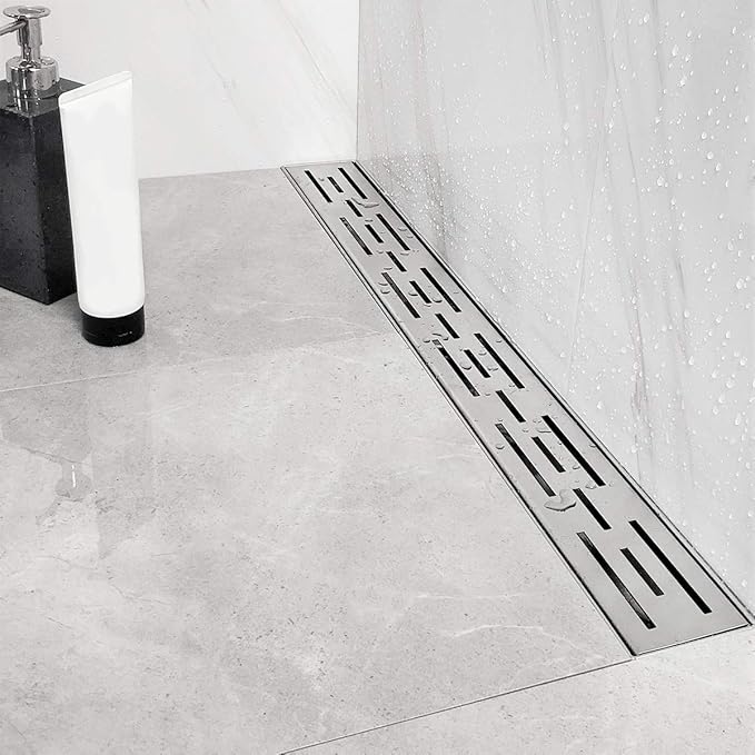 Neodrain 36 Inch Rectangular Linear Shower Drain with Brick Pattern Grate, Brushed 304 Stainless Steel Bathroom Floor Drain,Shower Linear Drain & Hair Strainer,Leveling feet, CUPC Certified
