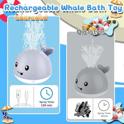 Bath Toys for Kids Ages 1-3 - Toddler Christmas Stocking Stuffers, 1 2 3 Year Old Boys Girls Gifts Whale Bath Toy Sprinkler, Light Up Baby Bath Toys, Bathtub Pool Water Infant Toy 6-12-18 Months