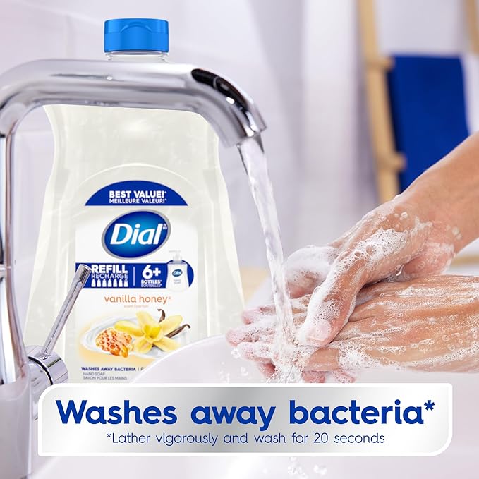 Dial Liquid Hand Soap, Vanilla Honey Scent, 52 Fl Oz Hand Soap Refill (Pack of 3), Dermatologist-Tested, Gentle Formula