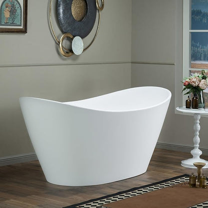 WOODBRIDGE 67 in. x 31.5 in. Stone Resin Luxury Contemporary Solid Surface Freestanding Bathtub in Matte White