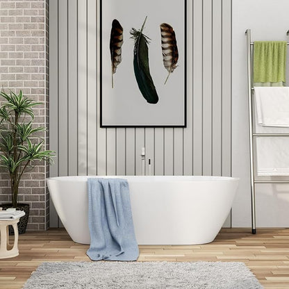 67" Acrylic Freestanding Bathtub - Mocoloo White Oval Shape Soaking Bath Tub with Stainless Drain and Overflow Assembly for Classic Modern Bathrooms