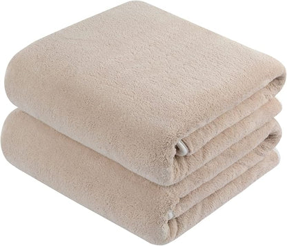 KinHwa Microfiber Bath Towel Large Bathroom Towel Absorbent Shower Towels Soft Bath Towels Large Size for Women Men Ideal for Spa, Swimming, Pool Beige 2 Pack 30inch x 60inch