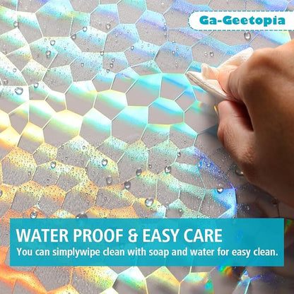 Holographic Thin 3D EVA Shower Curtain Liner Water Cube, 72x72 Premium Light Weight Clear Plastic Bathroom Shower Curtain with Rustproof Metal Grommets for Shower Stall, Bathtubs(No Hooks)