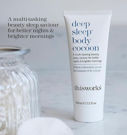 THISWORKS Deep Sleep Body Cocoon – Hydrating Body Lotion with Lavender, Chamomile & Vetivert – Soothing Nighttime Moisturizer for Dry Skin, Promotes Relaxation & Better Sleep – 100ml