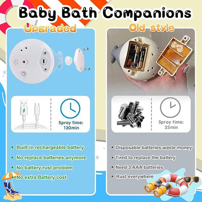 Baby Bath Toys 6-12-18 Months - Christmas Stocking Stuffers For Kids Ages 1-3 1 2 3 Year Boy Girl Gifts, Infant Baby Gifts Light Up Whale Bath Toy Sprinkler, Bathtub Water Pool Toy For Toddlers