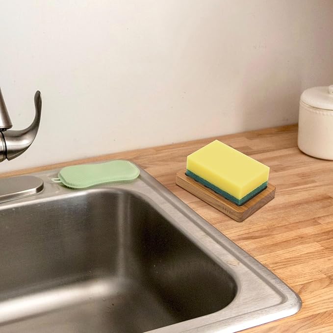 Slotted Bar Soap Holder Teak Wood by HTB, Kitchen Wooden Sponge Holder, Self Draining Soap Dish for Shower, Sink, Bathroom, Bathtub, RV