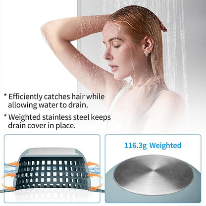 Shower Drain Hair Catcher, Bathtub Drain Cover Foldable Silicone Shower & Tub Protector for Pop-Up & Regular Drains
