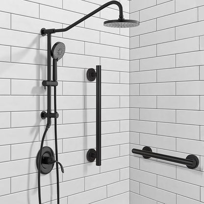Lava Odoro Shower Grab Bar, Modern Stainless Steel Handicap Grab Bar for Bathtubs and Showers, Shower Safety Bar for Seniors Disabled, ADA-Compliant (Matte Black, 12 Inch)