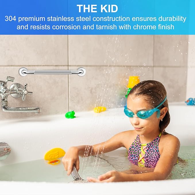 supregear Grab Bars for Bathtubs and Showers, Anti Slip Bathroom Grab Bars for Seniors, 304 Stainless Steel Safety Shower Handle, Toilet Handicap Elderly Assist Bathroom Wall Handle, 14 inch