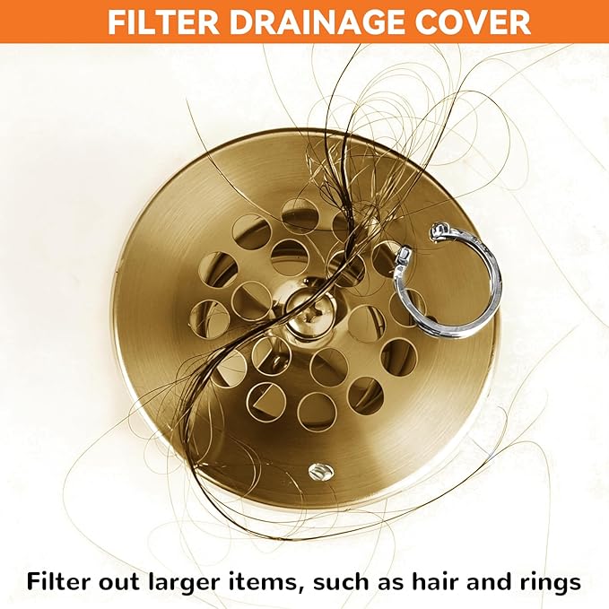 Bathtub Drain Stopper Trip Lever - Universal Bath Tub Drain Plug with Strainer, Suitable for 1-1/2" and 1-3/8" Tub Drain Replacement, Bathroom Tub Drain Trim Overflow Plate Kit (Bronze)