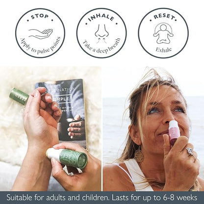 Scentered Aromatherapy Balm Stick Duo for Stress-Relief & Emotional Balance - Roll On Essential Oil Blends of Rose & Chamomile - Aromatherapy Gifts for Women - De-Stress & Love