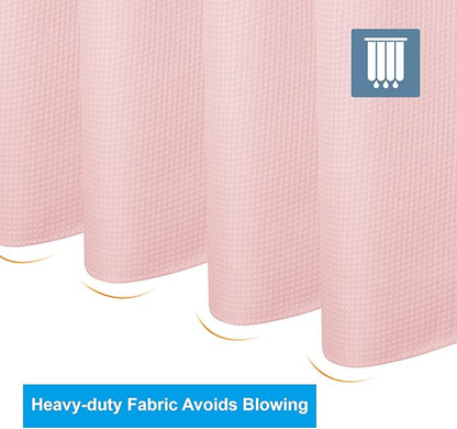 AmazerBath Waffle Shower Curtain, Blush Pink Shower Curtain Fabric 78 Inches Long with Waffle Weave, Heavy Duty 240GSM Hotel Quality, Bathroom Shower Curtains, 72 x 78 Inches