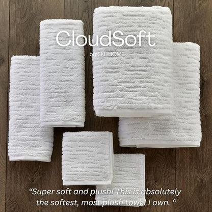 SKL Home CloudSoft Cotton Luxury 4-Piece Washcloth Set, White