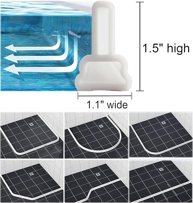 98Inch Collapsible Threshold Water Dam 1.5" high Walkin Shower Guard To Keep Water In Shower Stall Water Barrier Silicone For Dry And Wet Bathroom Kitchen Wheelchair Accessible