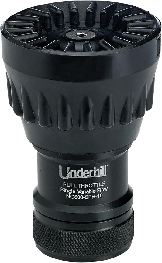 Underhill Garden Water Hose Nozzle Sprayer Jet Attachment, Heavy-Duty Metal and Rubber, Adjustable, Magnum UltraMax Premium Plus Series 1" High Flow Full Throttle, NG500-SFH-10