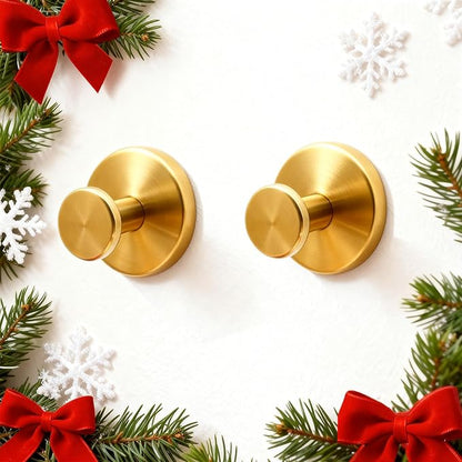 Shower Hooks for Inside Shower,Suction Cup Hooks for Glass Window,Removable Towel Hooks for Bathrooms,2 Packs(Gold)