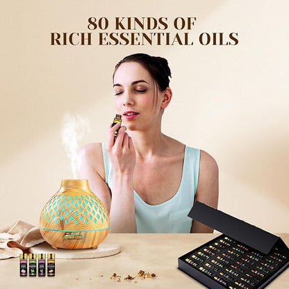 Essential Oil Set 80 Pcs - 100% Natural Essential Oils Kit-Perfect for Diffuser, Humidifier, Massage,Soap, Candle Bath Bombs Making, 80 * 5ML(0.17oz), Christmas Gift for Aromatherapy Lover