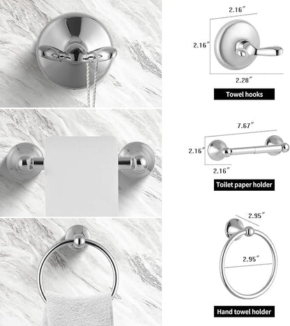 Chrome 5 Piece Bathroom Accessories Set Towel Rack Set Adjustable Expandable Bathroom Hardware kit Towel Bar for Bath Wall Mounted