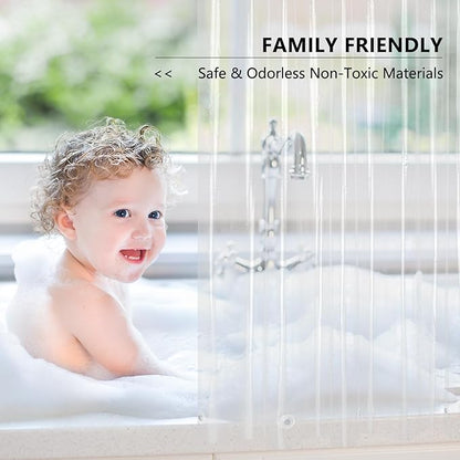 AooHome Thin Clear Small Shower Curtain Liner, 48x72 Premium Light Weight EVA 4G Plastic Bathroom Shower Liner with Rustproof Metal Grommets and 3 Magnets for Shower Stall (No Hooks)